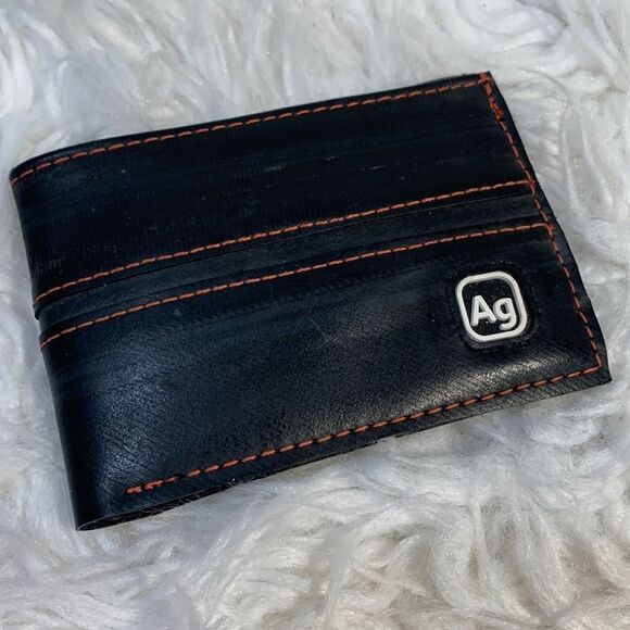 ALCHEMY Goods Recycled Bicycle iInner Tubes Franklin Wallet Black/Orange Men’s - Picture 1 of 9
